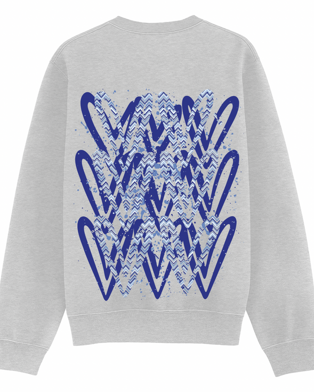 Royal Blue Zig Zag Heart Printed Sweatshirt Kids