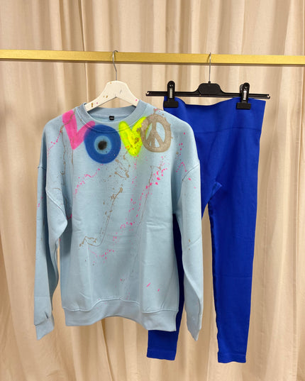 Neon Heart, Gold Peace Sweatshirt Legging Set Adults