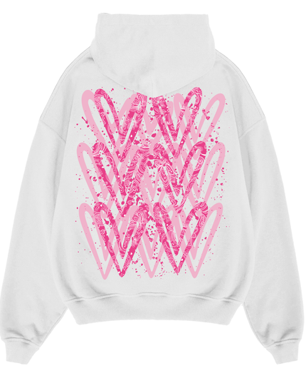 Hot Pink Paisley Heart Printed Hoodie Adults