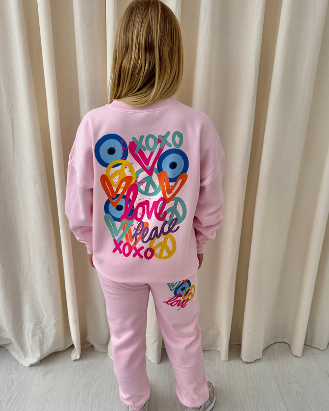 XOXO Graffiti Sweatshirt Tracksuit Pink