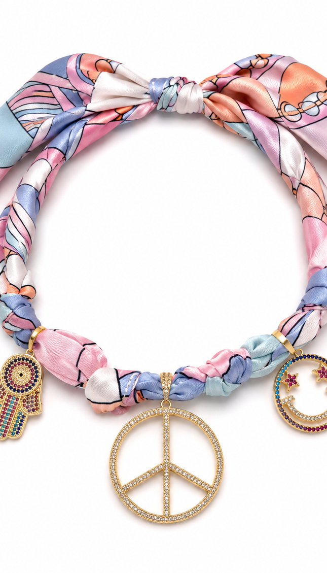 Pastel swirl print bandanna choker in a retro 70s psychedelic print – Endless Opulence by Miss Runway