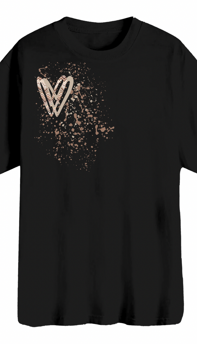 Beige Zig Zag Heart Printed T-shirt – image 6