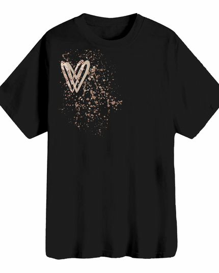 Beige Zig Zag Heart Printed T-shirt Adult