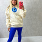 Protect Your Energy Sprayed Ruched Hoodie And Royal Blue Legging Set