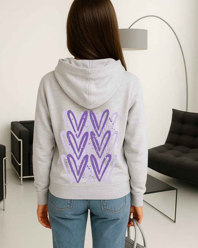 Lilac Heart Printed Hoodie