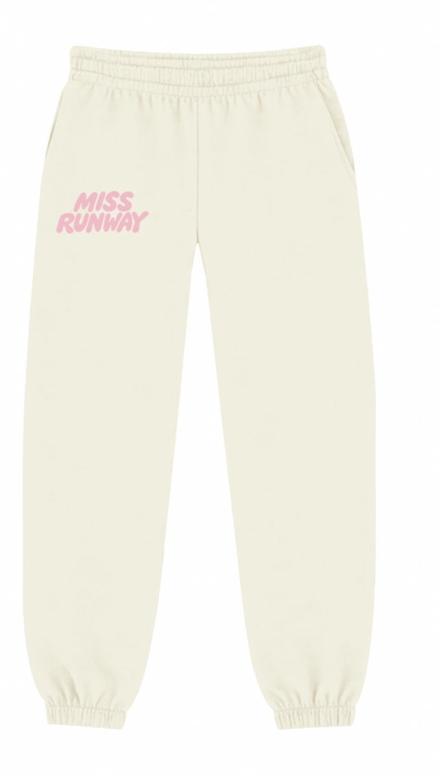 Miss Runway Established Joggers Cream/Pink – adult printed joggers by Miss Runway