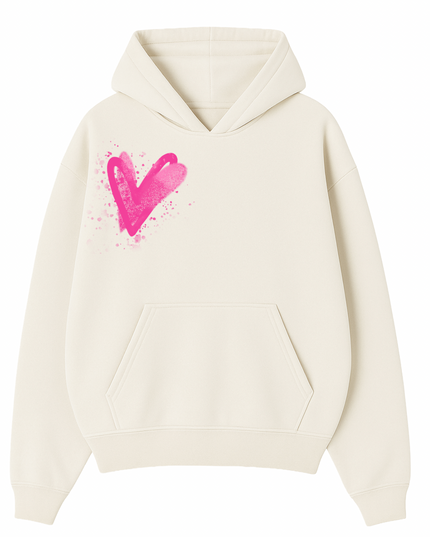 Hot Pink Scatter Heart Printed Hoodie Adults