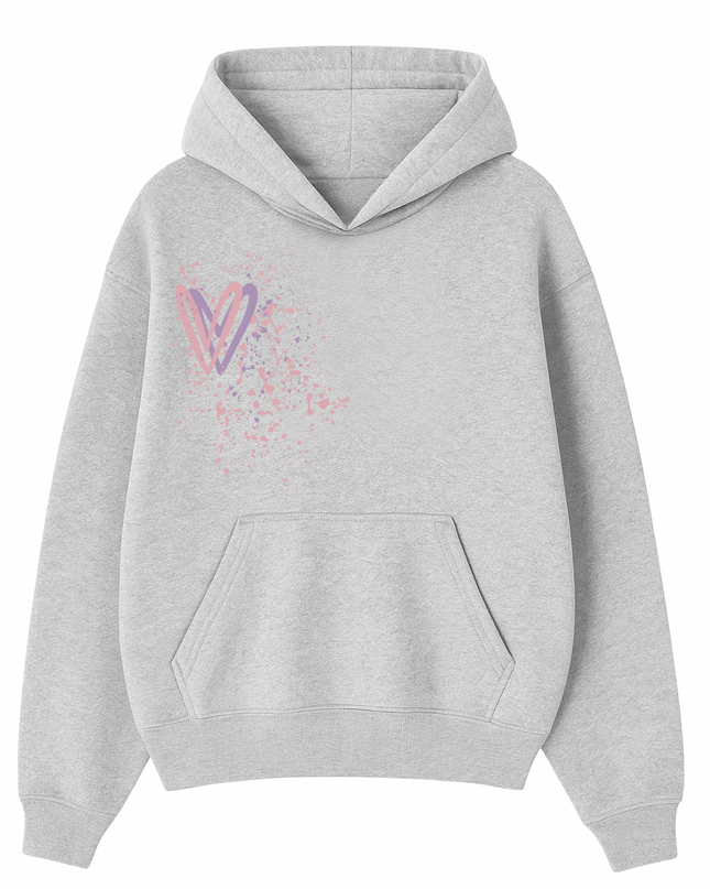 Dark Pastel Heart Printed Hoodie Kids