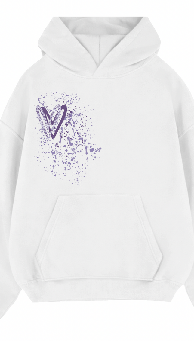 Lilac Zig Zag Heart Printed Hoodie by Miss Runway – image 2