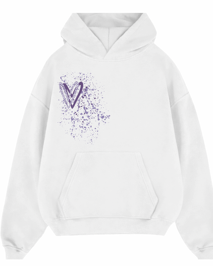 Lilac Zig Zag Heart Printed  Hoodie Kids