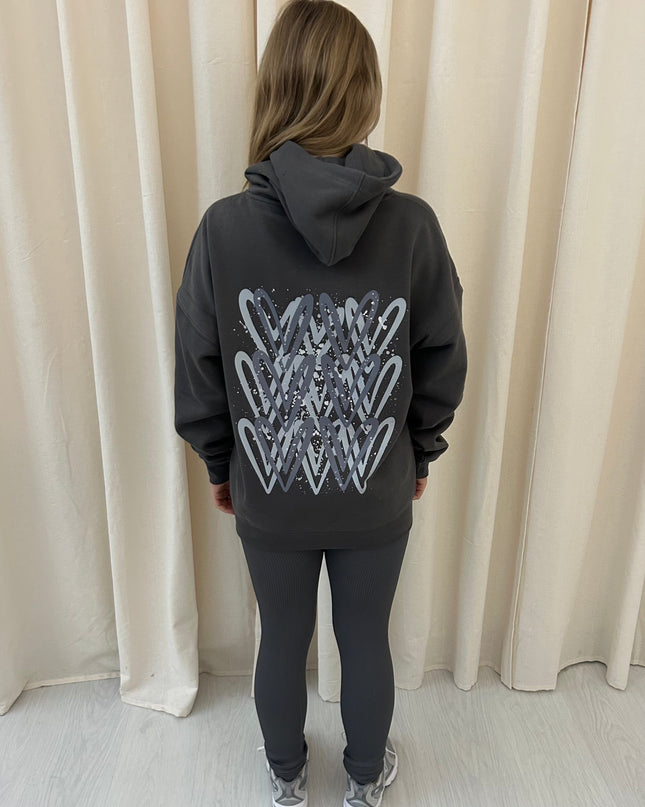 Grey Heart Printed Hoodie & Leggings Adults