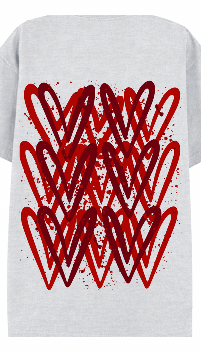 Red graffiti heart T-shirt with spray paint effect print – women's T-shirt by Miss Runway