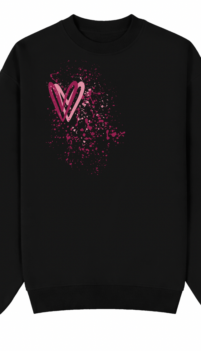 Dark Multicoloured Heart Printed Sweatshirt – image 8
