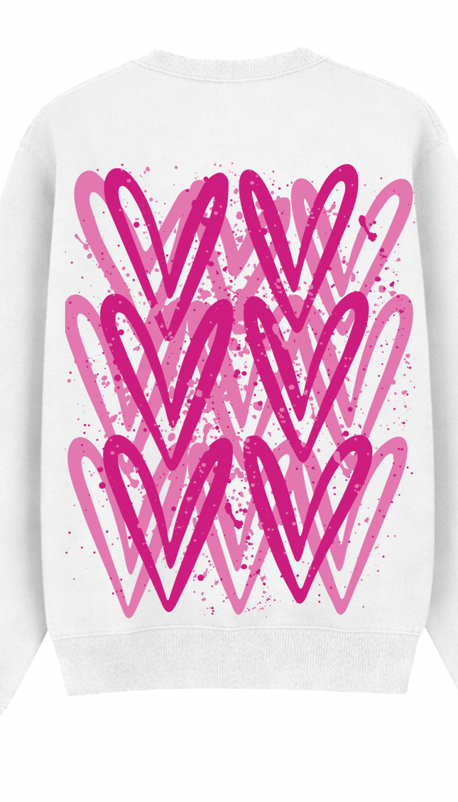 Hot Pink Heart Printed Sweatshirt – additional view