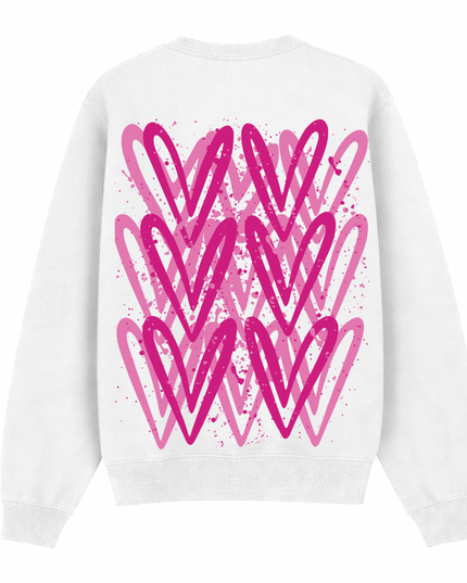 Hot Pink Heart Printed Sweatshirt Adults