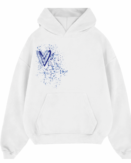 Royal Blue Zig Zag Heart Printed  Hoodie Kids