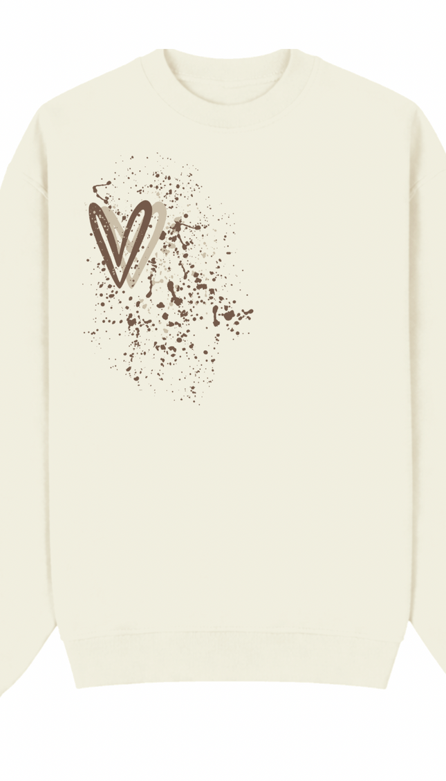 Beige Heart Printed Sweatshirt – image 6