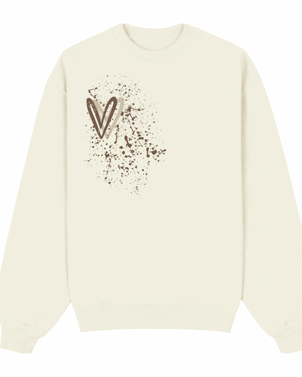 Beige Heart Printed Sweatshirt Kids