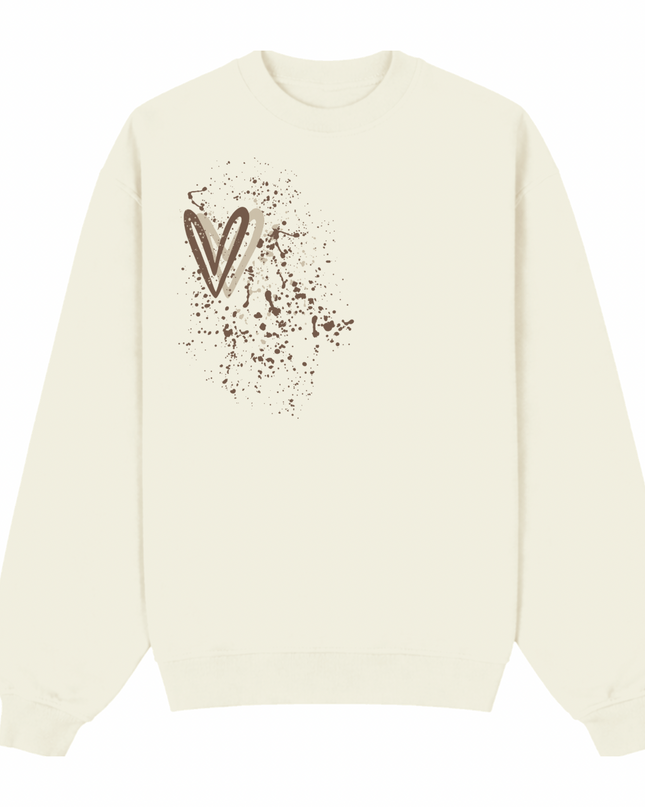 Beige Heart Printed Sweatshirt Kids