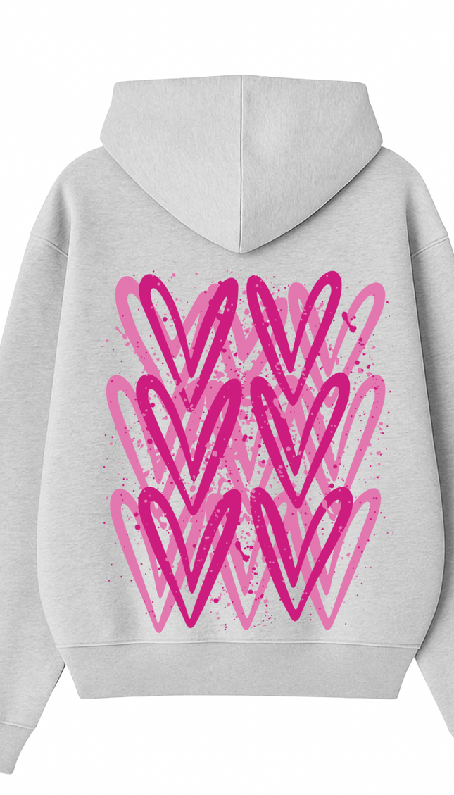 Hot Pink Heart Printed Hoodie – image 14