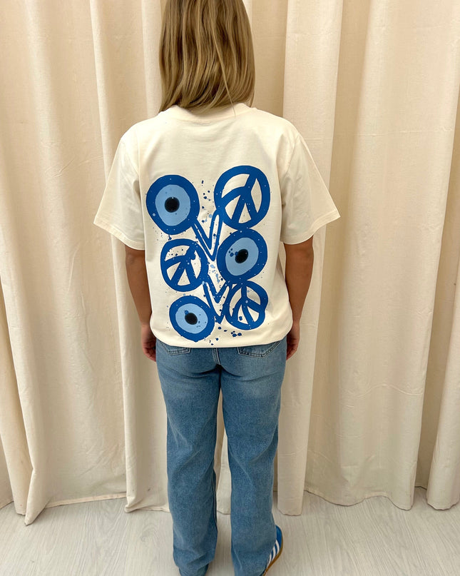 Blue Evil Eye, Peace, Heart Printed T-shirt Kids