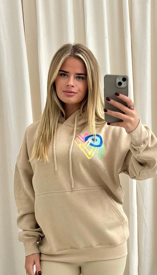 Neon Heart Evil Eye Printed Hoodie – additional view