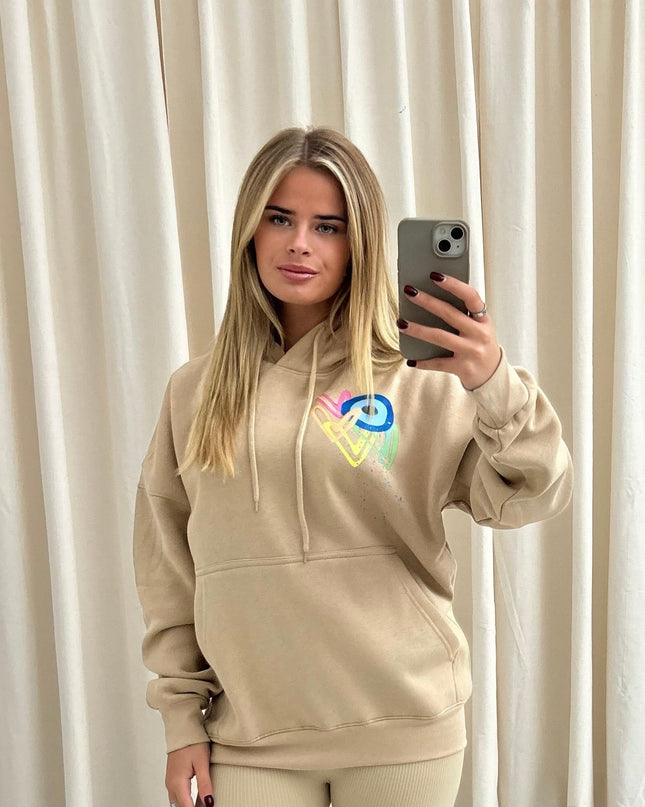 Neon Heart Evil Eye Printed Hoodie Adults