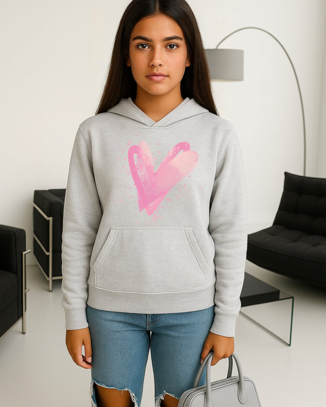 Pink Scatter Hearts Printed Hoodie