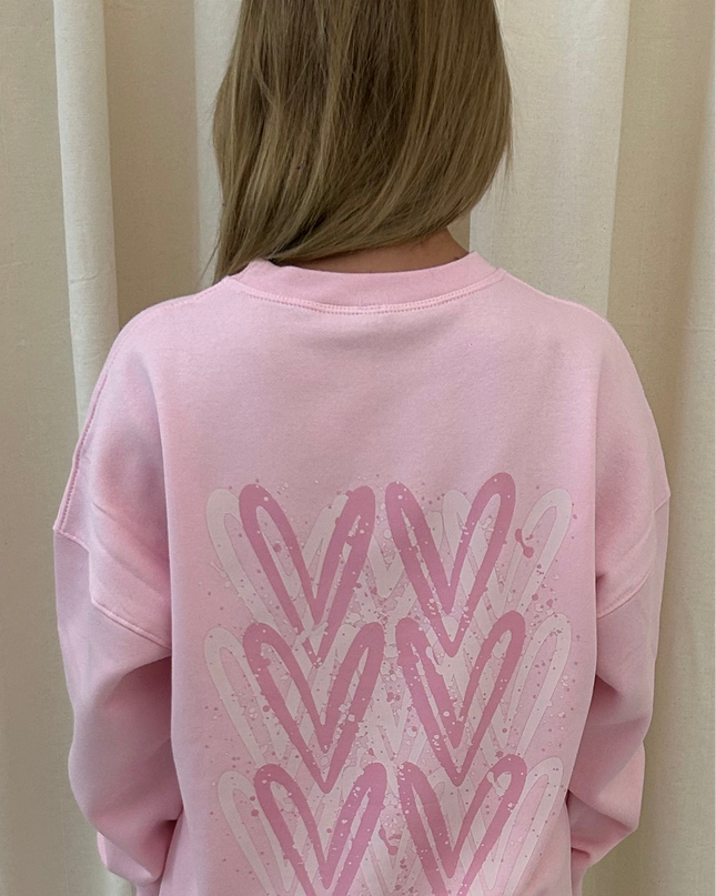 Pink Heart Printed Sweatshirt Adults