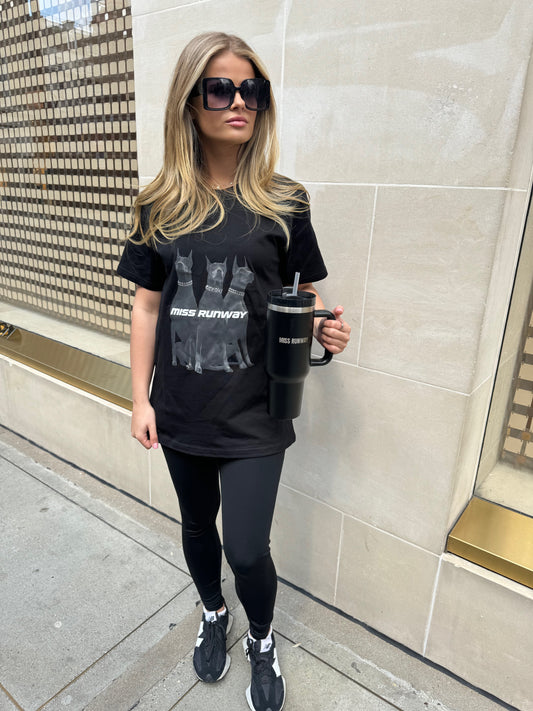 Miss Runway Doberman Graphic T-shirt Black