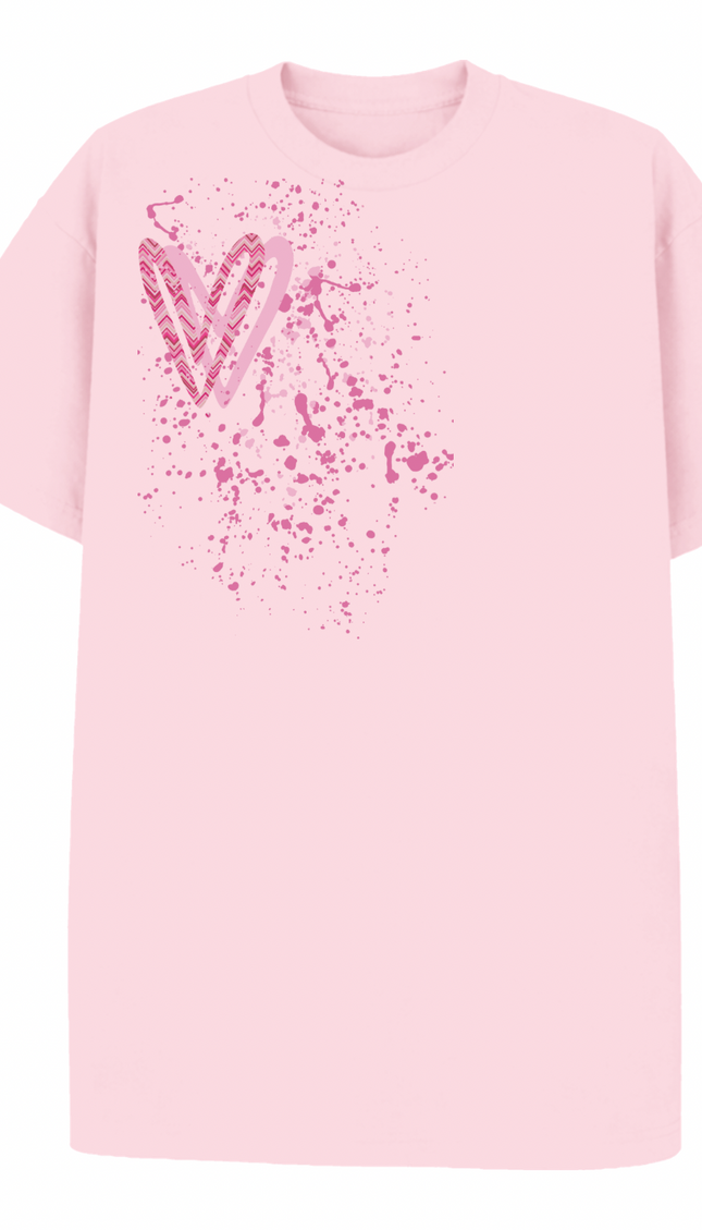Hot Pink Zig Zag Heart Printed T-shirt by Miss Runway – image 2