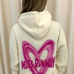 Miss Runway Pink Heart Graffiti Hoodie Cream