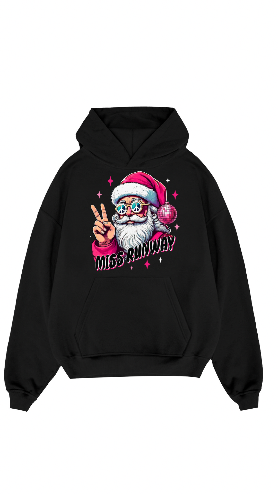 Miss Runway Peace Santa Hoodie Black