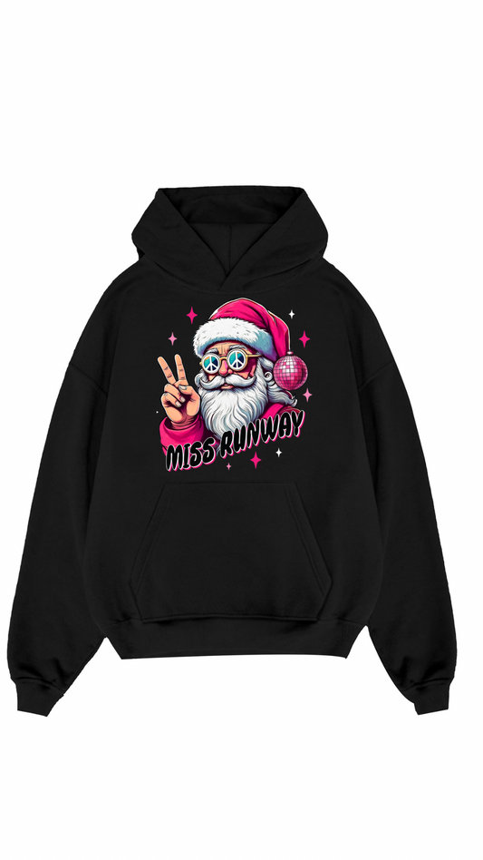 Miss Runway Peace Santa Hoodie Black