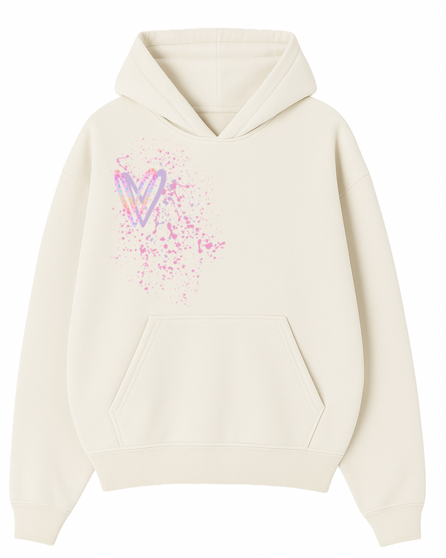 Pastel Leopard Print Heart Printed  Hoodie Kids
