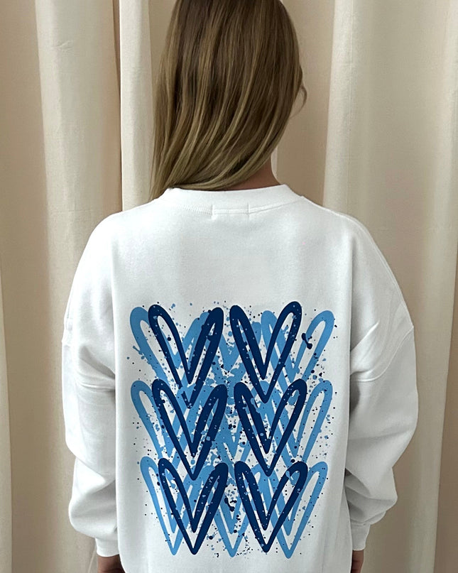 Royal Blue Heart Printed Sweatshirt Adults