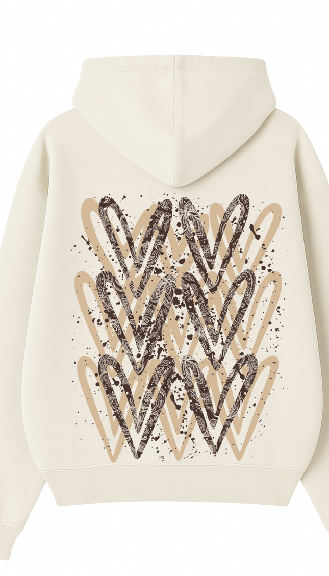 Brown Paisley Heart Printed Hoodie – additional view