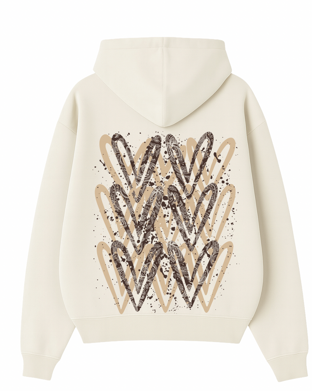 Brown Paisley Heart Printed  Hoodie Kids