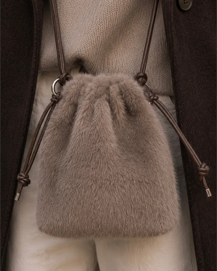 Faux Fur Crossbody Taupe