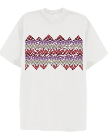 Sun, Sand And A Drink In Hand Printed T-shirt Adult