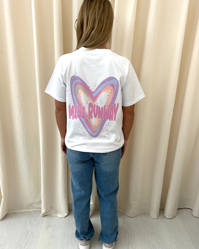 Miss Runway Pastel Heart Printed T-shirt Adult