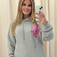 Miss Runway Pink Heart Graffiti Hoodie Grey