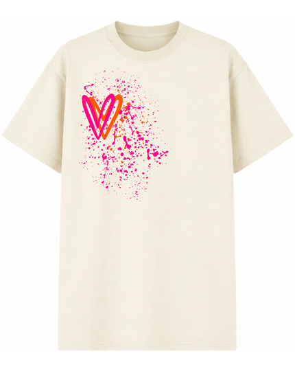 Neon Heart Printed T-shirt Adult