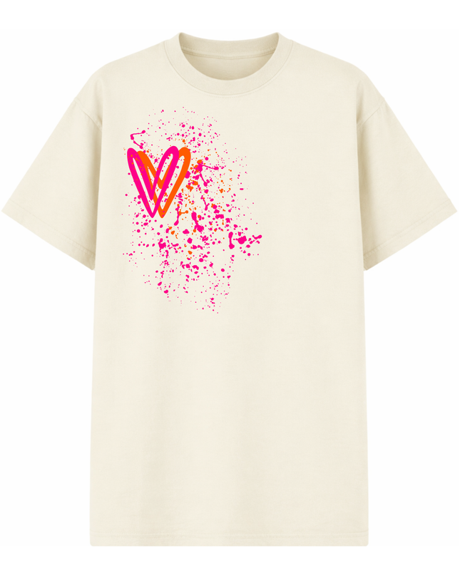 Neon Heart Printed T-shirt Adult