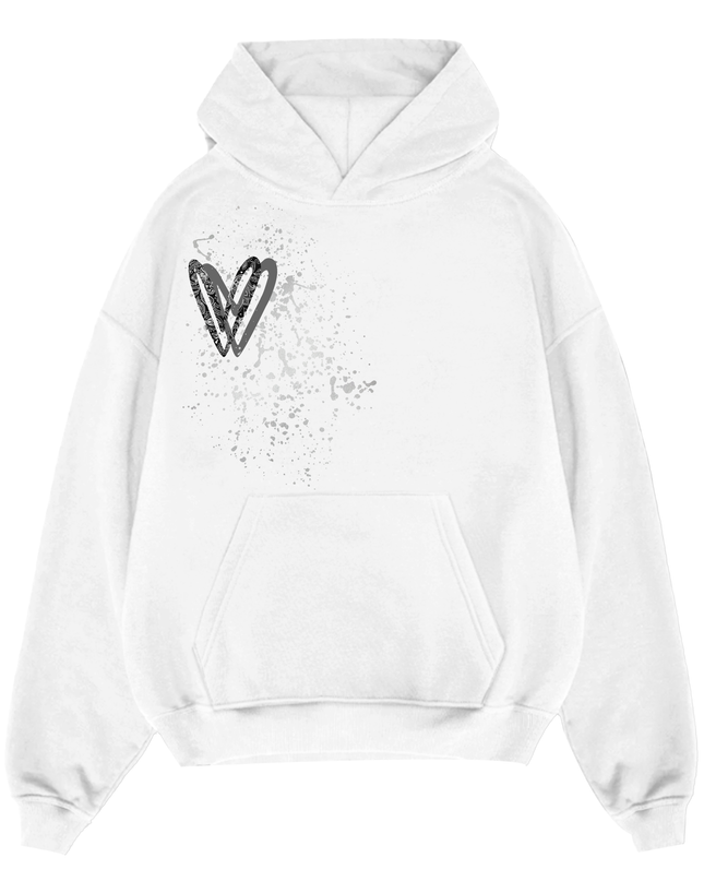 Charcoal Paisley Heart Printed Hoodie Adults