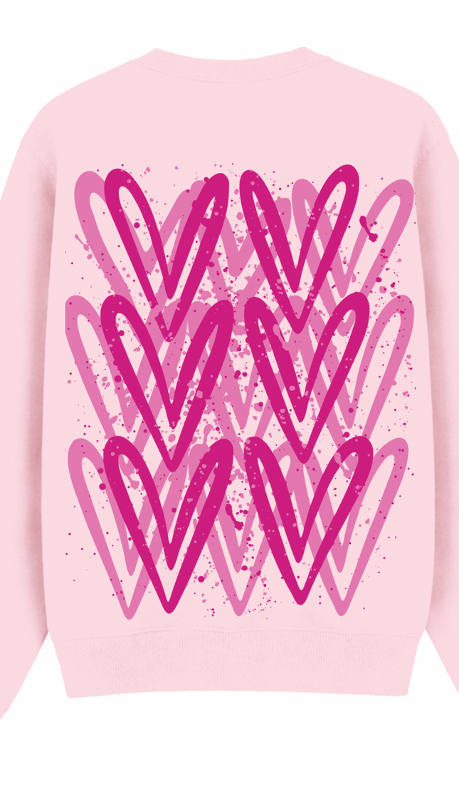 Hot Pink graffiti heart sweatshirt with spray paint effect print – women's sweatshirt by Miss Runway