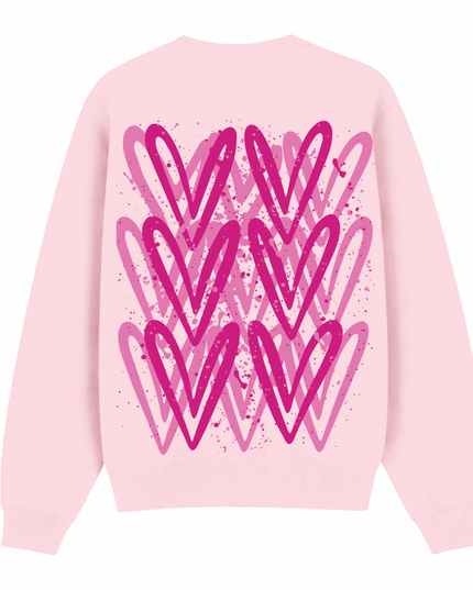 Hot Pink Heart Printed Sweatshirt Adults