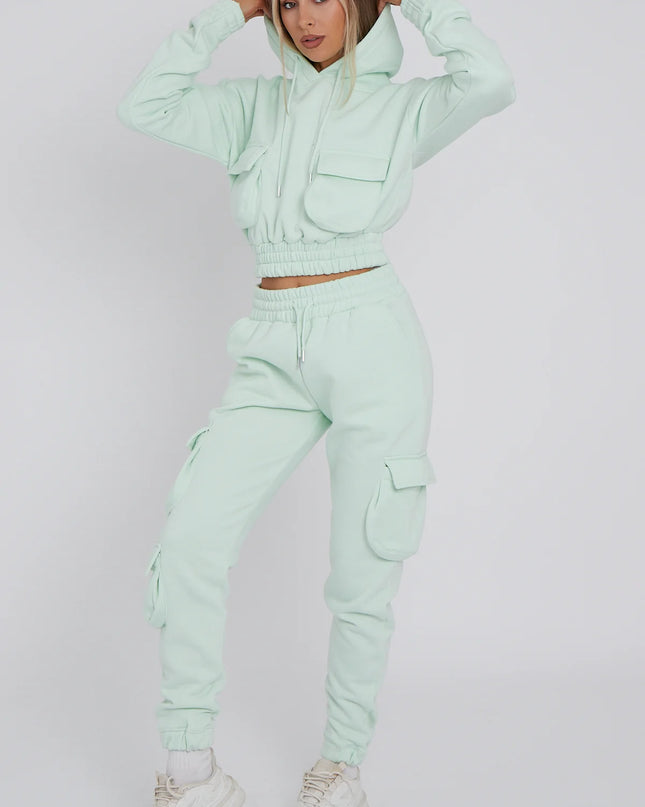 Cargo Pockets Fleece Tracksuit Mint