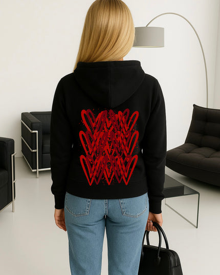 Red Heart Printed Hoodie
