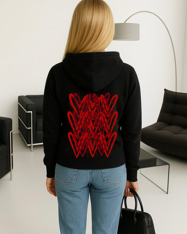 Red Heart Printed Hoodie